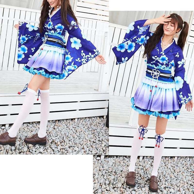 Japanischer Mini Süßer Kurzer Kimono Oiran Perfekt für Sommerfeste und Feuerwerk Cosplay Kostüm [BLESSUME] Kostüm, Yukata, Jacke, Kleid, Kleid,