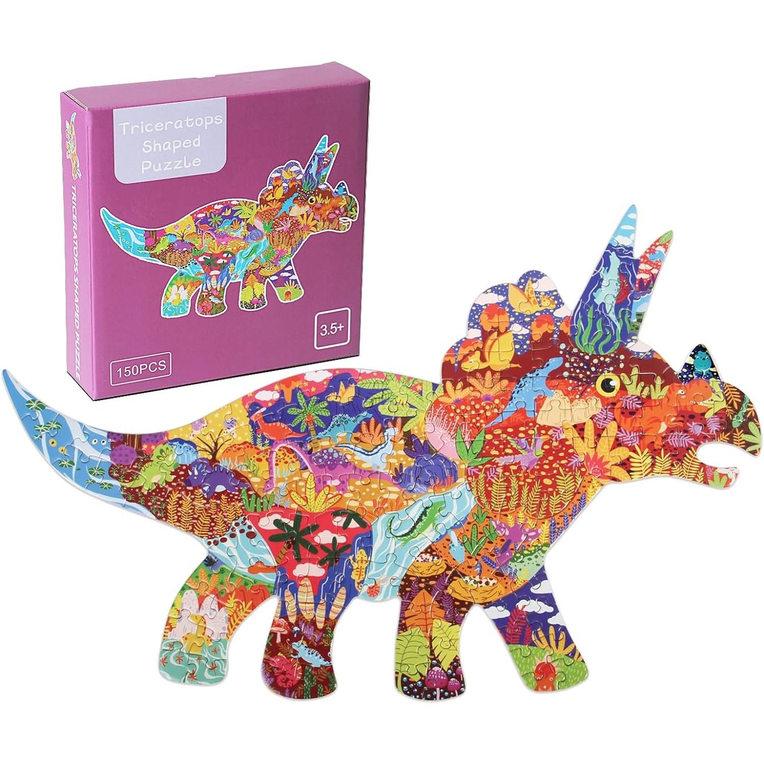 

1 Box The Amusement Park Bulldozer Elephant Triceratops Theme Jigsaw Puzzles,Family Game Educational Learning, Toy Sets Preschool