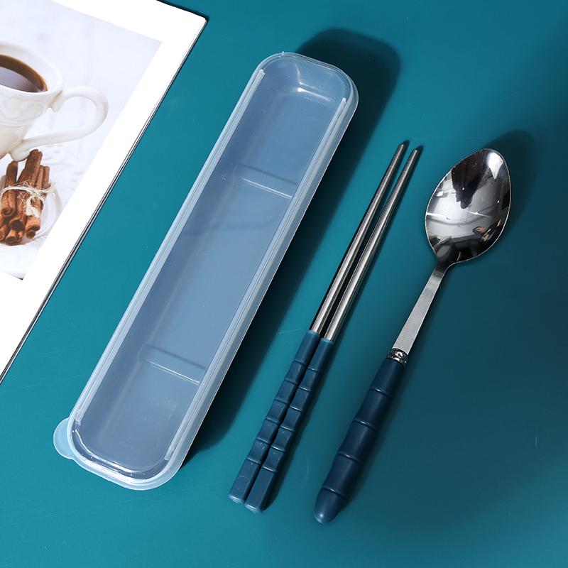 

Набор палочек и ложки Студенческий из нержавеющей стали Портативная посуда Набор из 3 предметов Детская вилка Одинарная Коробка для хранения офисного работника