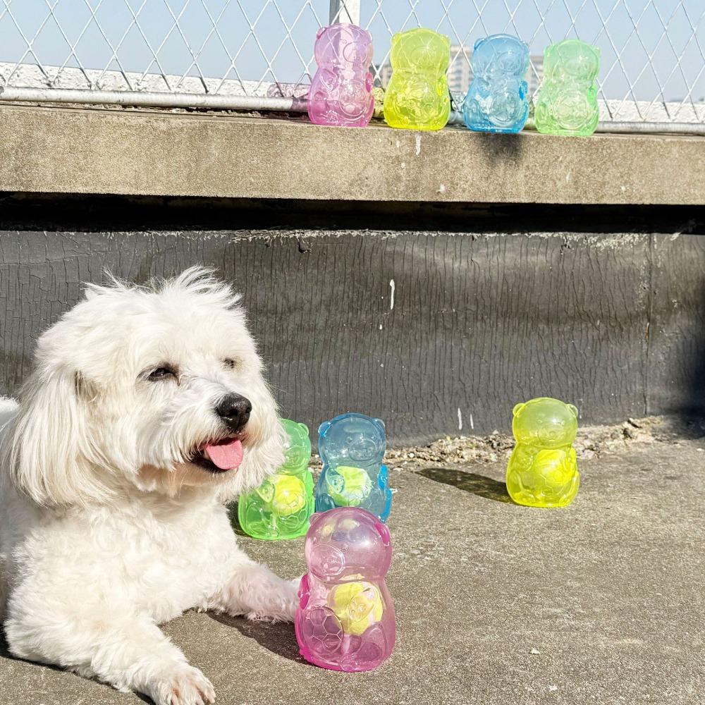 Pet Accessories Bite Resistant Dog Chewing Toy Sound Production with Tennis Puppy Toy Ball Bear Shape Biting Treats Toy Playing
