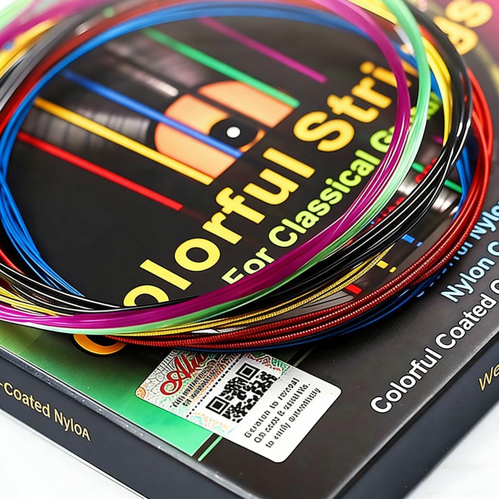 Classical Guitar Strings - Colorful Nylon Treble & Colorful Coated Copper Bass, Standard Tension, 6pcs/Set