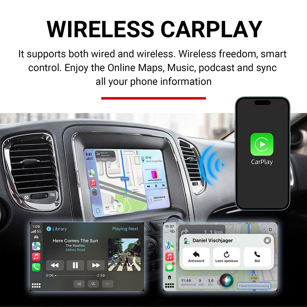 Wireless CarPlay Android Auto for Dodge Challenger Journey Charger Durango InterfaceRetrofit Kit OEM Screen Upgrade Decoder Box
