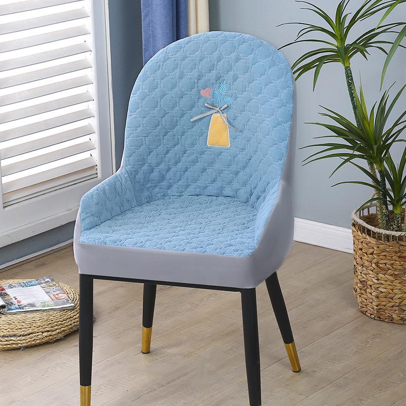 Nordic One-piece Dining Chair Cover Household Elastic Chair Set Dining Table Fabric Stool Set Simple Modern Large Curved Chair Cover