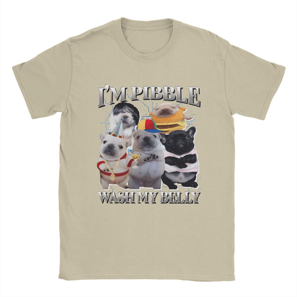 Funny Pibble Dog Meme Brainrot Wash My Belly T-Shirt Beach Cotton T-Shirts Adult Trendy Design Tshirt Short Sleeve Basic Clothes