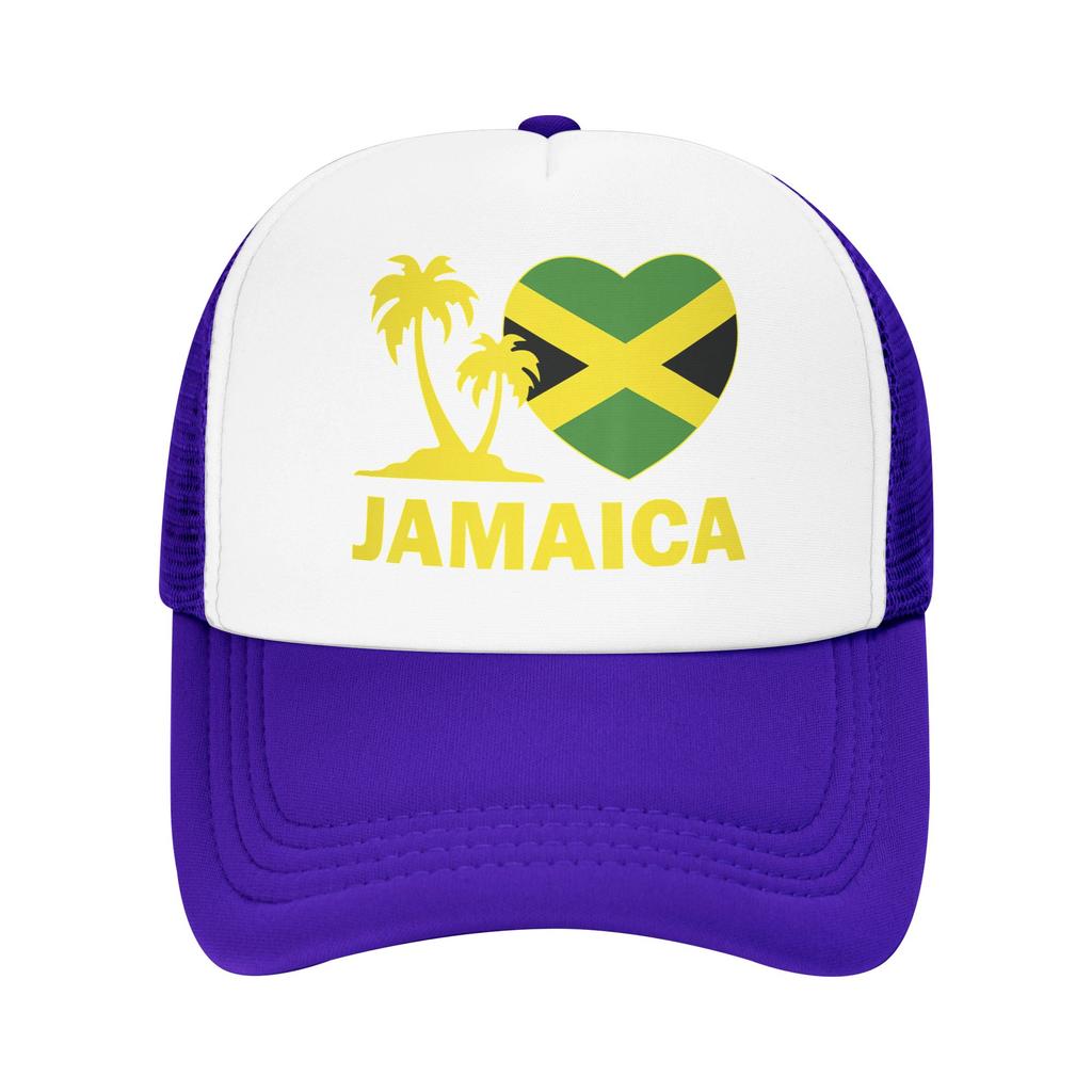 Jamaica I Love Jamaican Flag Trucker Caps Unisex Women Fashion  Hat Trucker Worker Cap Sports Cap Adjustable Mesh Baseball Cap