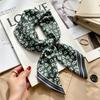 Commuter elegant flower silk scarf women's contrasting color retro printing satin scarf shirt with multi-purpose decorative small scarf