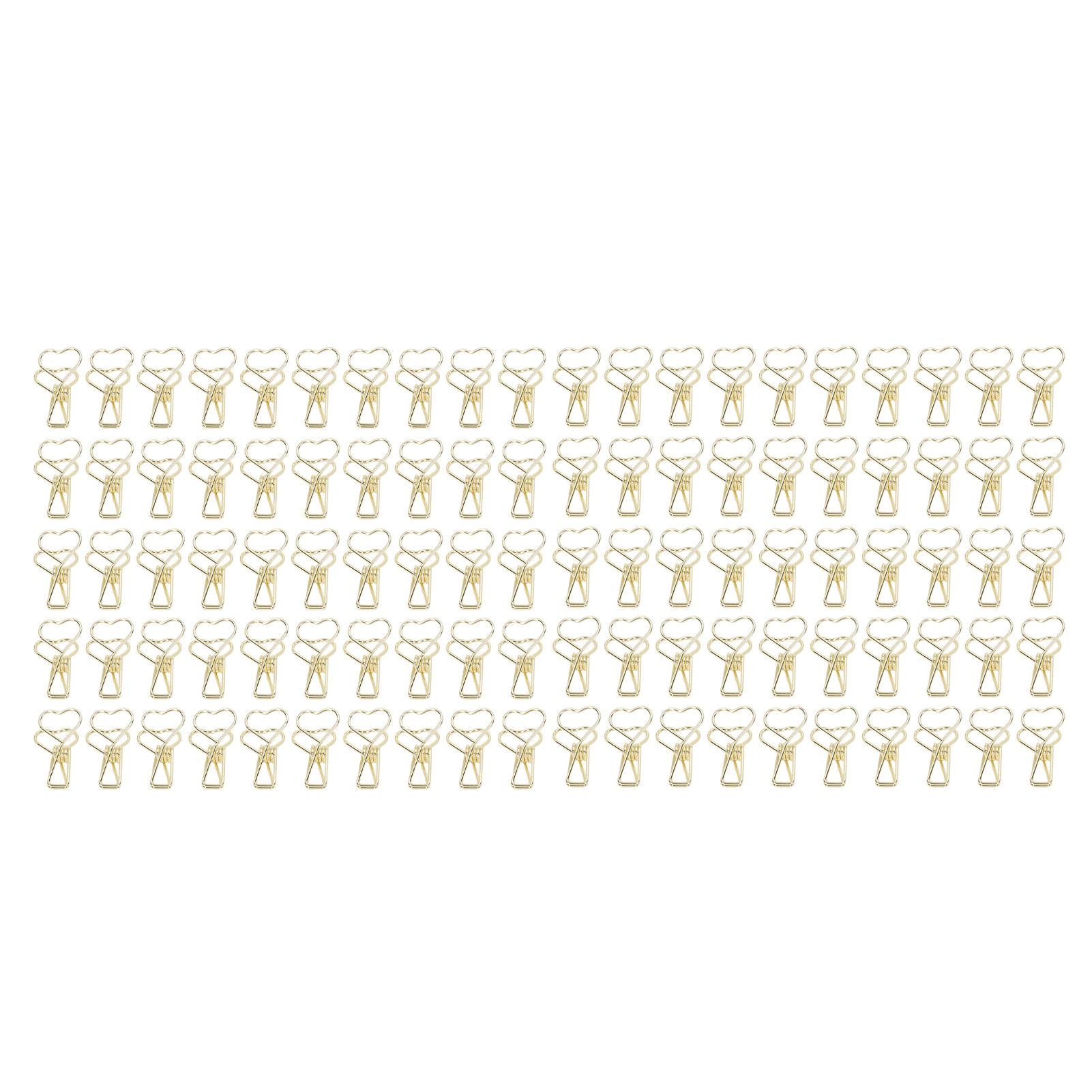 

100pcs Binder Clips Heart Style Long Tail Shape Metal Iron Hollow Design Mini Fun Binder Clips for золотой