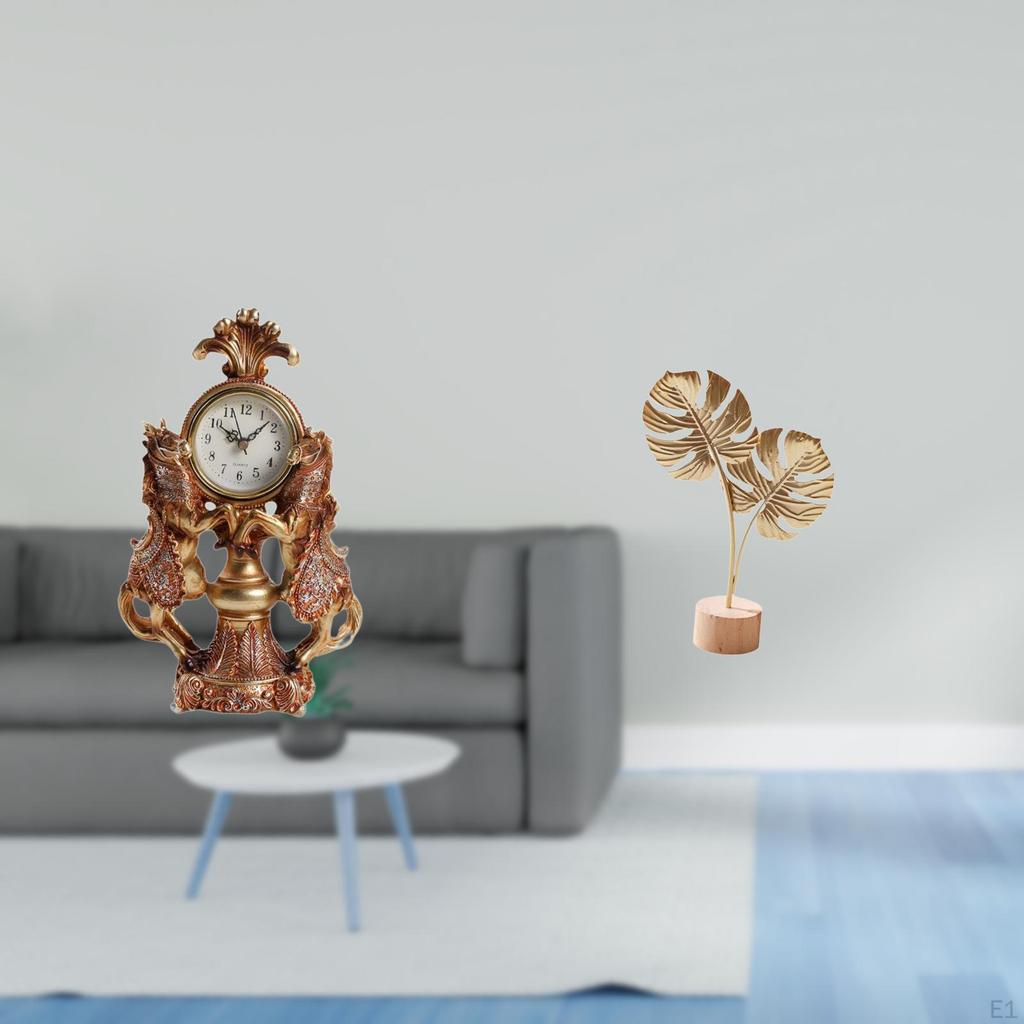 Horse Clock Figurine Metal Animal Shaped Statue Creative Desktop Ornament Abstract Table Sculpture