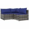 VidaXL Salon de jardin 3 pcs avec coussins Gris Résine tressée, ensemble de salon d'extérieur, ensemble de mobilier 319844