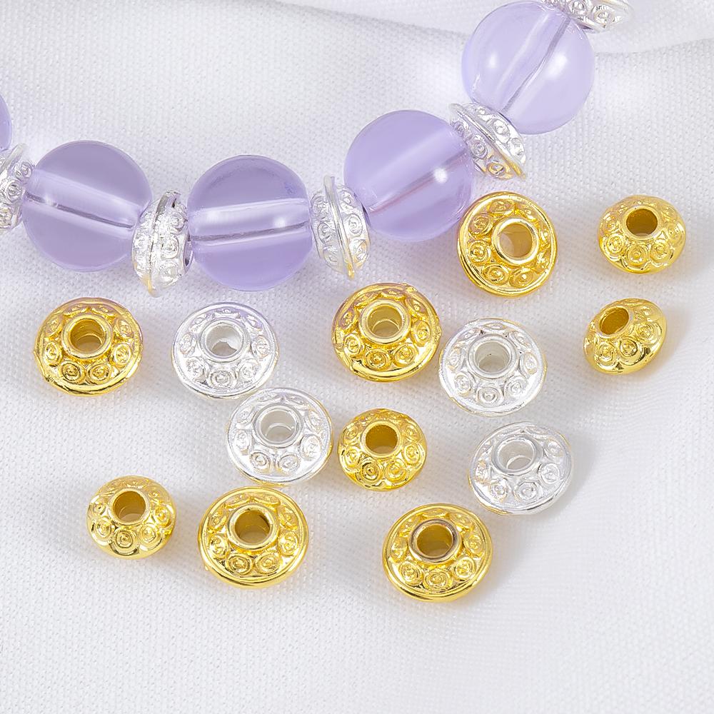 10pcs/lot Textured Saucer Shaped Copper Spacer Beads Lantern Beads Bracelet Necklace Separator DIY Beading Jewelry Accessories