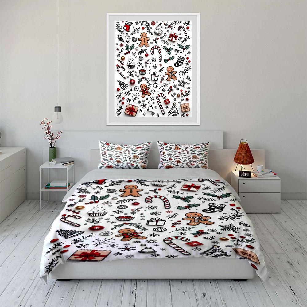Festive Holiday Charm Bedding Sets Duvet Cover Sets Duvet Covers Pillowcases(1*Duvet Cover 2*Pillowcases Without Duvet Insert)