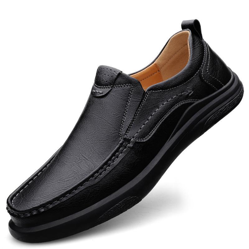 Fashion Genuine Leather Casual Men's Shoes Comfortable Flat Handmade Shoes Fashion Non-slip Walking Shoes Classic Mens Business Shoes