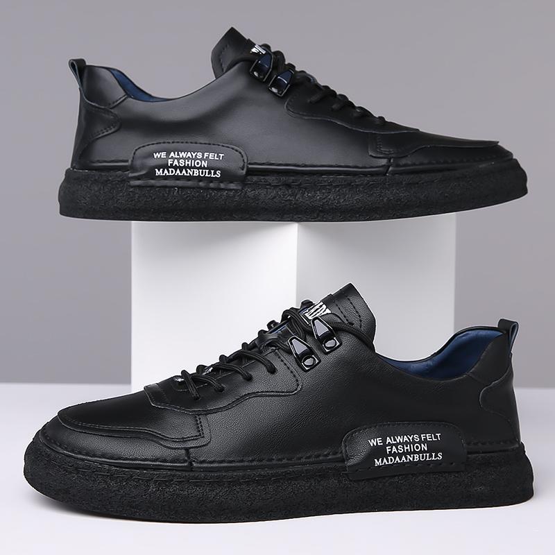 Fashion Trend Youth Men's Casual Leather Shoes Fashion Versatile Comfy Male Sneakers Outdoor Platform Leisure Walking Men Shoes