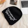 Knit Beanie Hat For Women With Alphabet Print Warm Winter Style