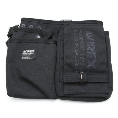 AVIREX Eagle Shoulder Bag, Waist Pouch, and Hip Bag, 2-Way for Men and Women, AVX342L (Avirex-013) (Black)