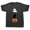Funny Black Cat Halloween Pumpkin Ghost Tshirts Men Womens Fashion Casual Tshirt 100 Cotton Loose Oversized T Shirt Summer