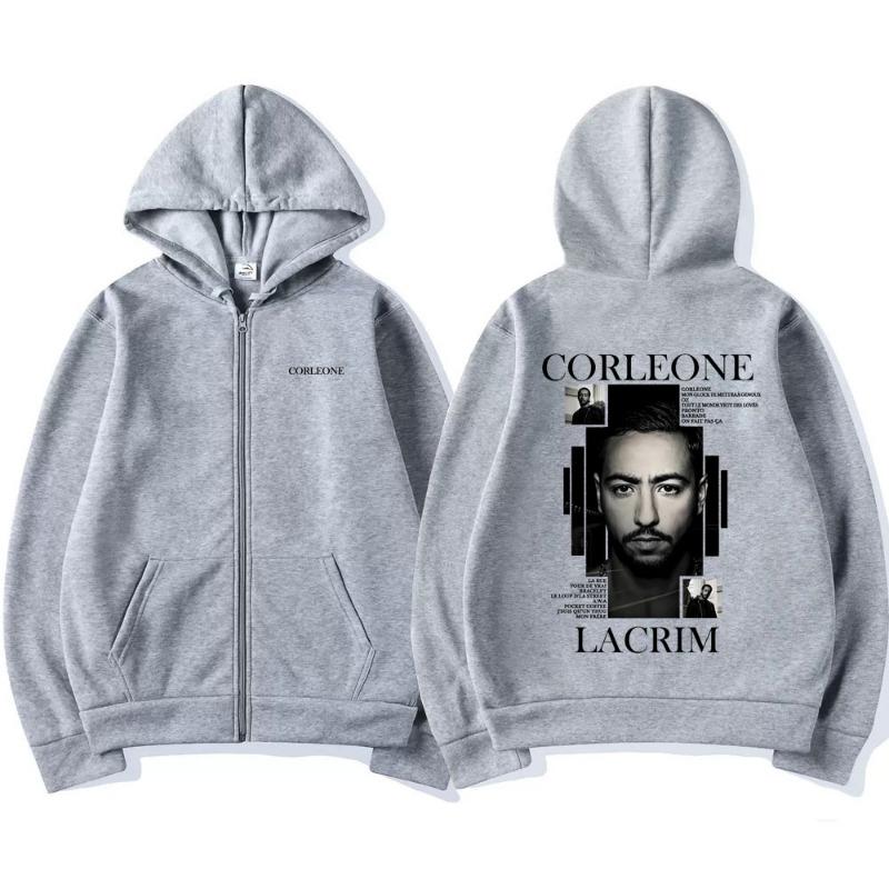Rapper Lacrim Corleone Merch 2026 Zipper Hoodie Men Women Hip Hop Fashion Zip Up Jacket Male Casual Oversized Zip Up Sweatshirt