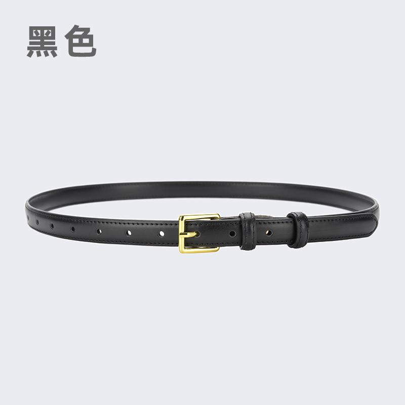 Women'S Belt Women'S Leather Decoration With Skirt Simple Cowhide Pin Buckle Jeans Belt Women'S Black Tide