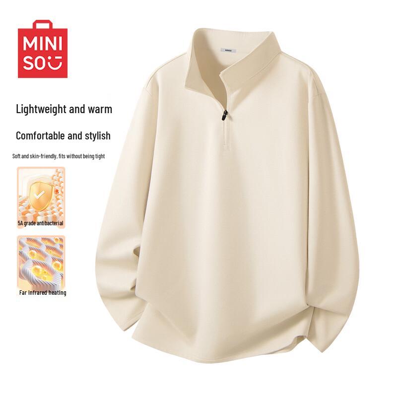 MINISO Men s Half-Zip Stand-Collar Long-Sleeve T-Shirt 3XL