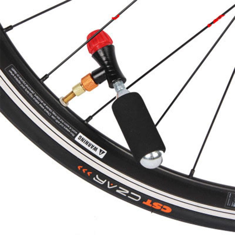Fahrrad 16g CO2 Kartuschen Adapter Pumpe Radfahren MTB Rennrad Mini Tragbar Luftpumpe Reifen Doppelkopf Schrader & Presta Ventil