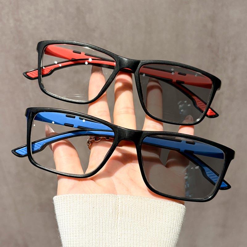 Photochromic Myopia Glasses for Men Women Sports Anti-blue Light Near Sight Eyewear Color Changing Black Red Frame Eyeglasses