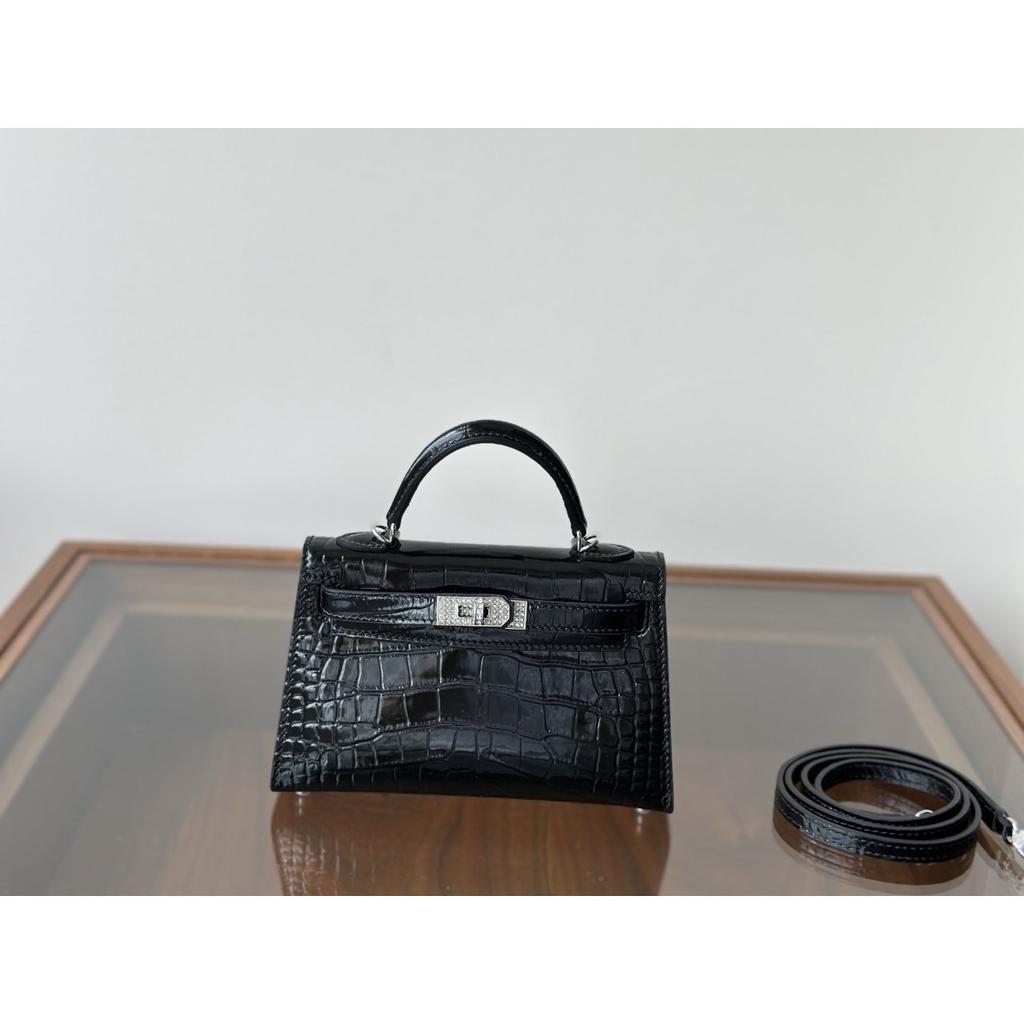 Kazilan 19cm crocodile pattern mini Kelli handbag fashion versatile shoulder messenger bag women's bag