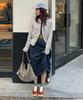 Belloel Lovely Frill Long Skirt Navy