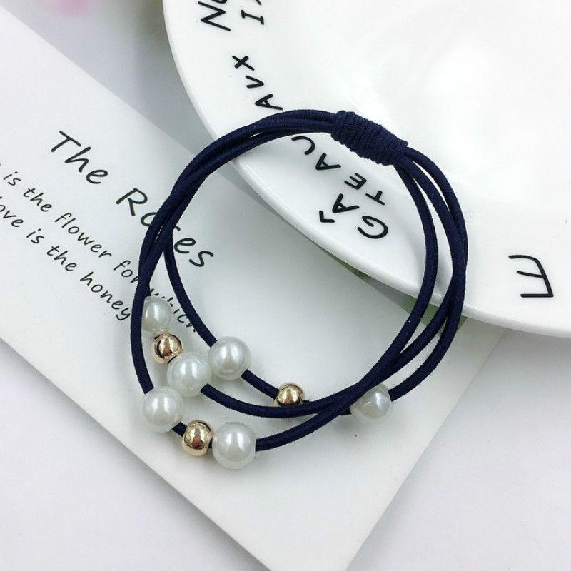Korean Version Of The Three-strength Rubber Band High-elastic Pearl Head Rope For Women And Girls