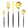 5Pcs Gold Dinnerware Cutlery Set Knife Cake Fork Tea Spoon Dinner Tableware Stainless Steel Flatware Home Kitchen Silverware Set