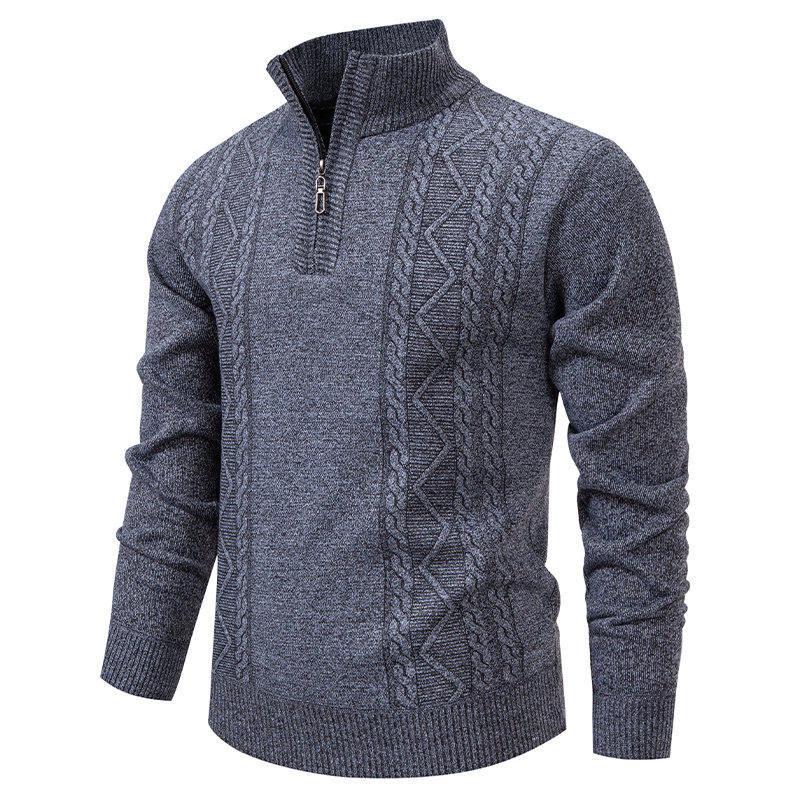 Herren 2025 Herbst/Winter Halb-Reißverschluss Freizeit Pullover Pullover mit Samtstrick
