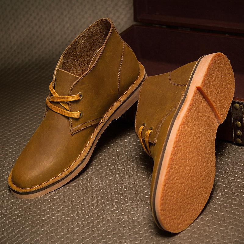 Stivali in pelle Stivali alti corti da uomo stile britannico con pile Calzature da lavoro Scarpe da uomo Stivali desertici