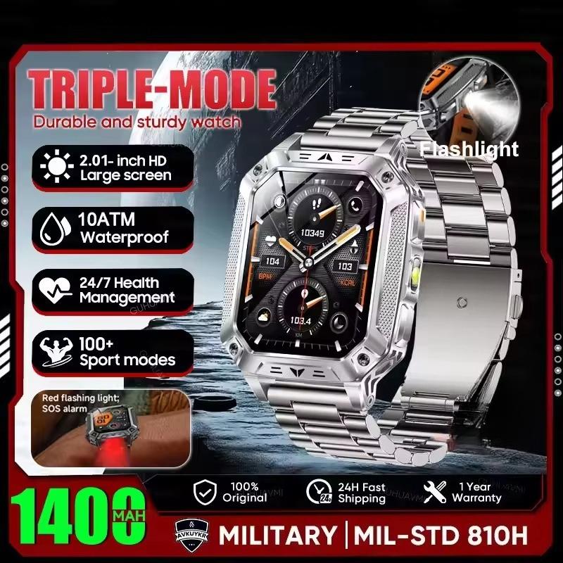 2026 Upgraded Men 1400mAh Battery Capacity GPS Heart Rate Flashlight BT Call 10ATM Waterproof AMOLED HD New Smart Watch Smartwatches