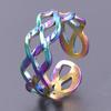 Stainless Steel Rings For Women Men Water Ripples Rainbow/Gold/Silver Color Ring Engagement Fashion Jewelry Party Bague Mujer