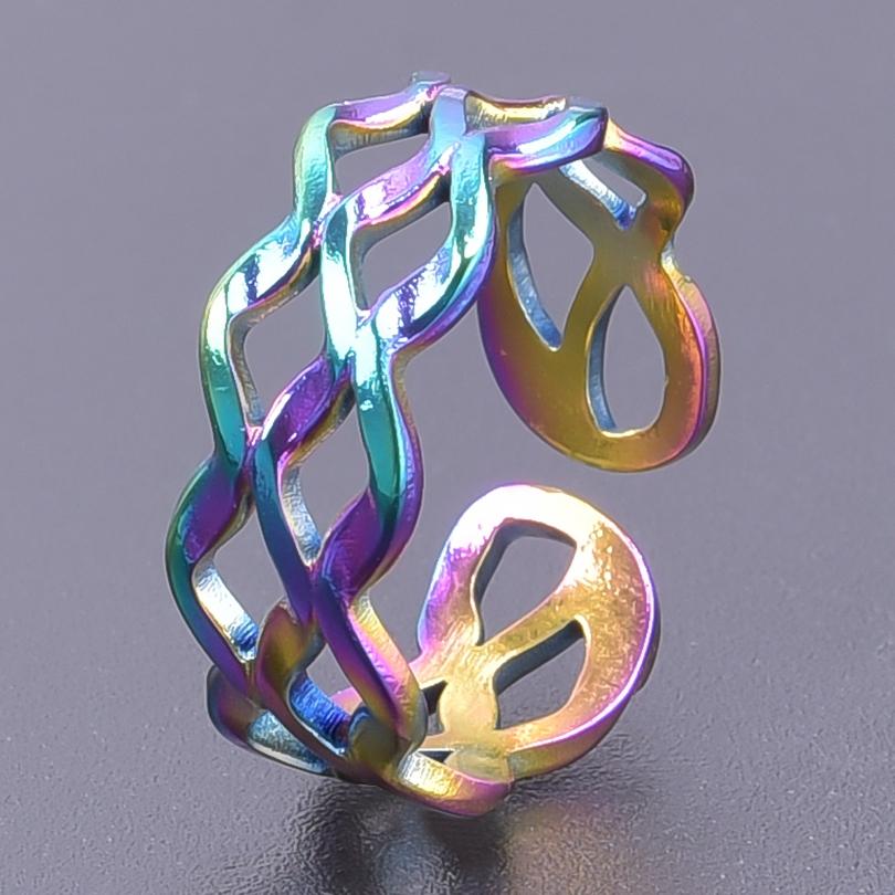 Stainless Steel Rings For Women Men Water Ripples Rainbow/Gold/Silver Color Ring Engagement Fashion Jewelry Party Bague Mujer