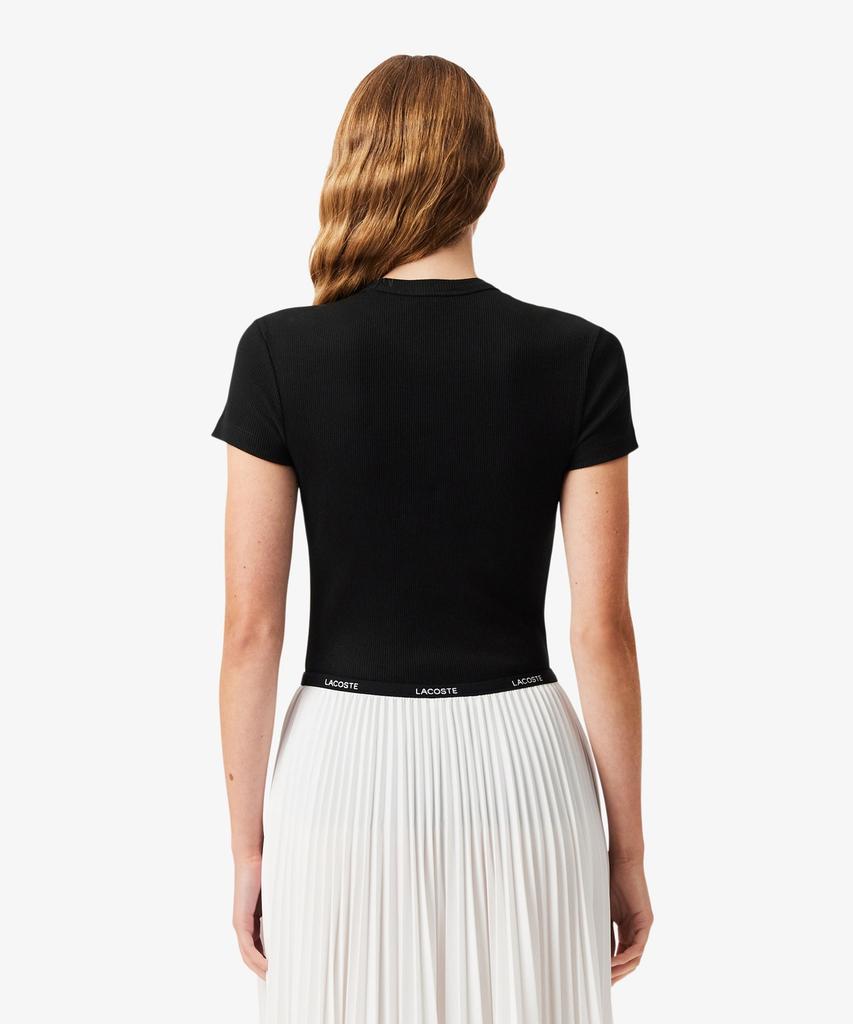 LACOSTE Women'S Slim Fit Rib Knit Short Sleeve T-Shirt Tf5538-56G 031