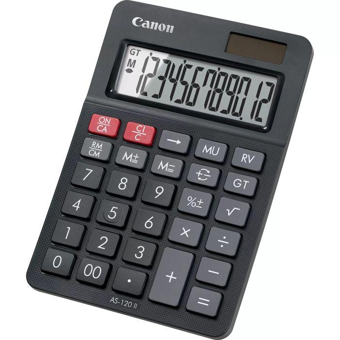 Desktop Calculator - CANON - AS-120 II HB - LCD - Black - Battery