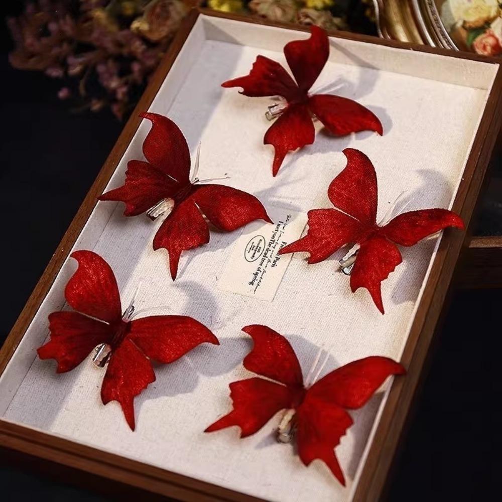 5pcs Handmade Butterfly Headdress Elegant Light Weight Bridesmaid Headdress DIY Vintage Chinese Style Headdress серый
