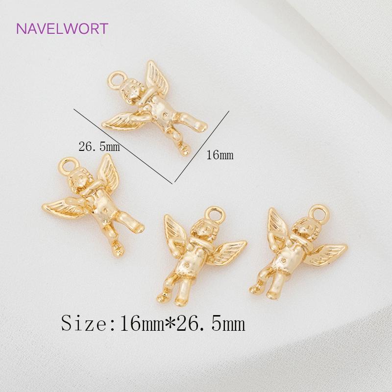 18K Gold Plated Brass Metal Lovely Angel Fairy shaped Charms Pendants Findings For DIY Jewelry Making Accessories