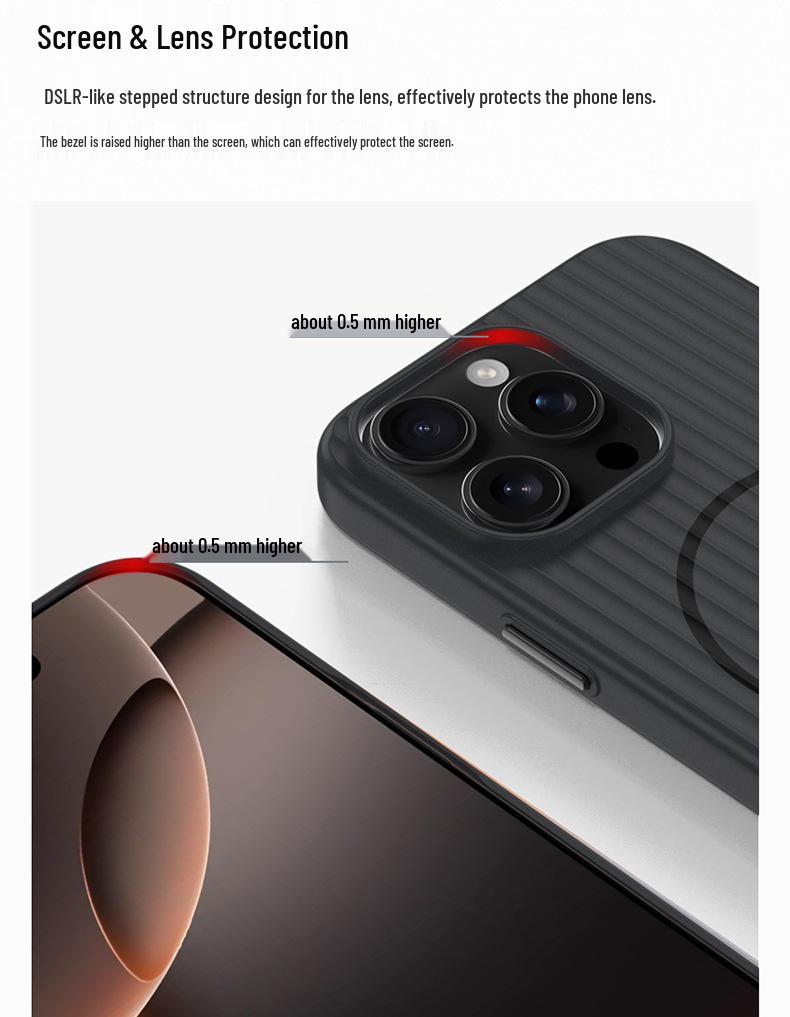 Corrugated Magnetic iPhone 17 Pro Max Skin-Feel PC Drop-Proof Protective Case