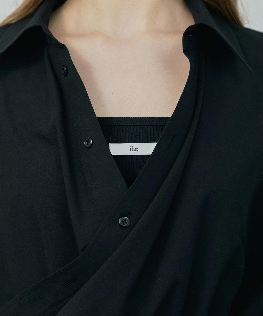 IHR Wrap Shirt Dress / Black