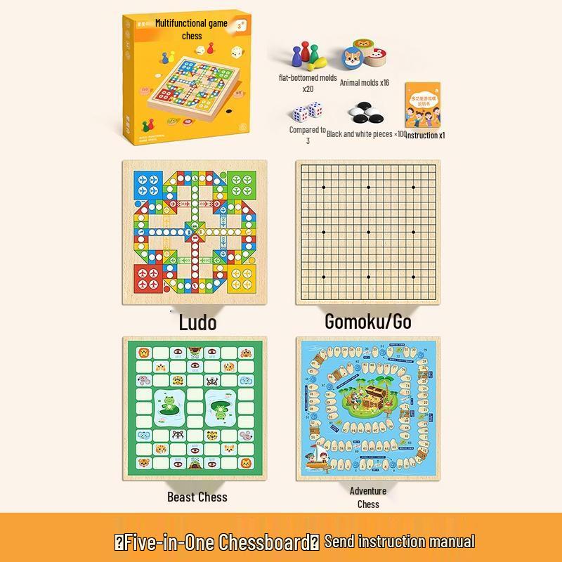 HANDUNYOU Kids 5-in-1 Multifunctional Educational Board Game