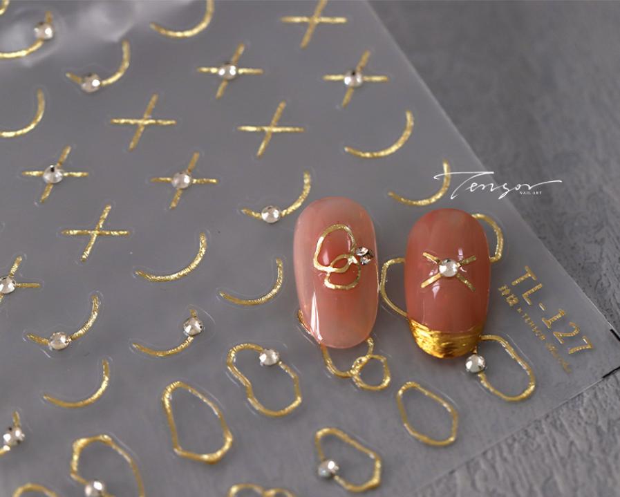 1pcs Gold Silver Metal Nail Stickers Irregular Bows -shaped Back Glue Nails Accessories Stickers DIY Manicure Decorations