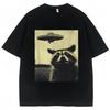 Raccoon Selfie Ufo Funny Print T Shirt Unisex Unisex Novelty T Shirts 100 Cotton Oversized Casual Summer Oneck Tshirts Streetwear