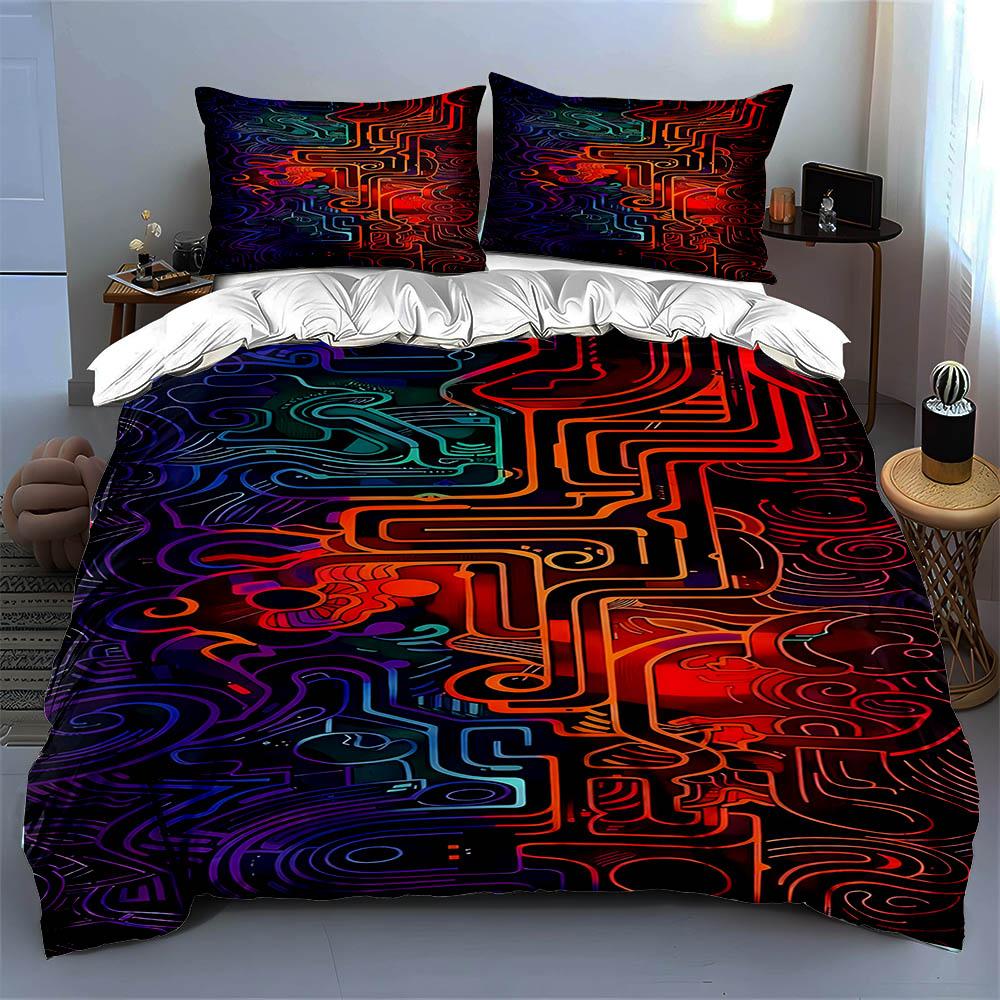 Abstract, vibrant, geometric. Bedding Duvet cover sets Duvet covers Pillowcases gifts (1 * Duvet Cover 2 * Pillowcases, without duvet insert)
