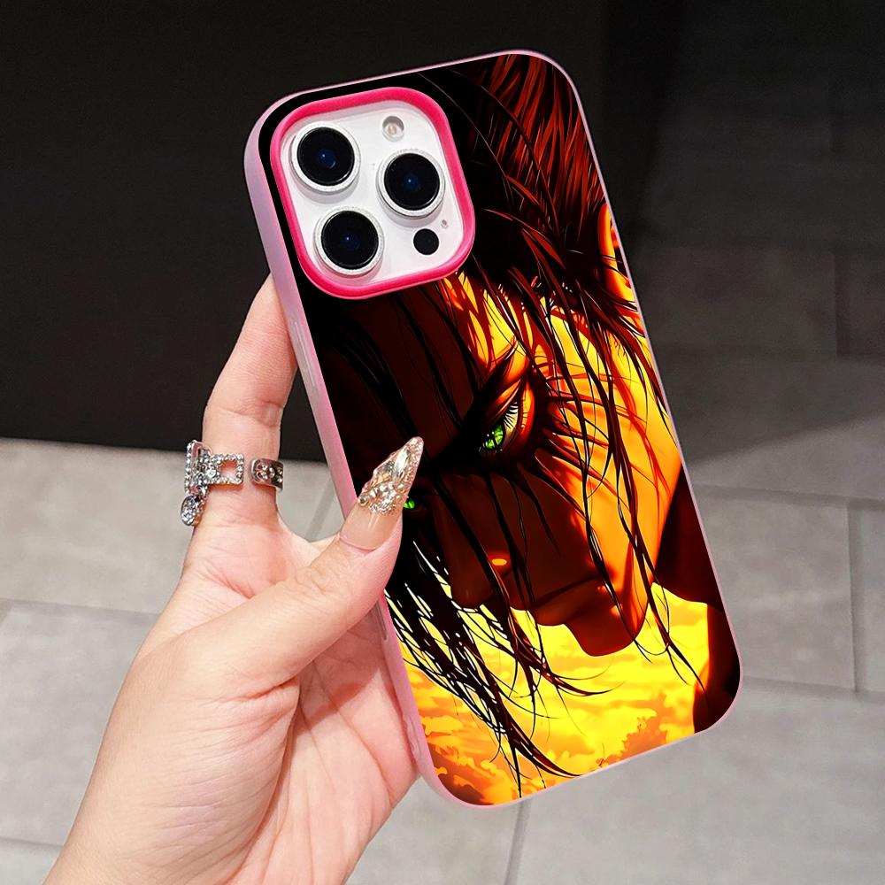 AOT Eren Yeager Jelly Double layer Rose Red Mobile Phone Case for iPhone 17 16 15 14 13 12 11 Air Pro Max Plus Protective
