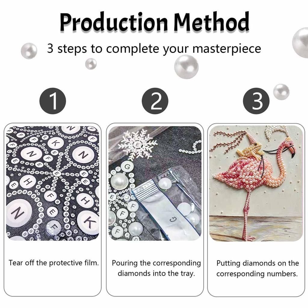 5D Pearl Painting Kit Framed with Flamingo Frog Design Sparkling Bead Art Canvas DIY Relaxing Craft for Wall Decor Gift Set Home Art