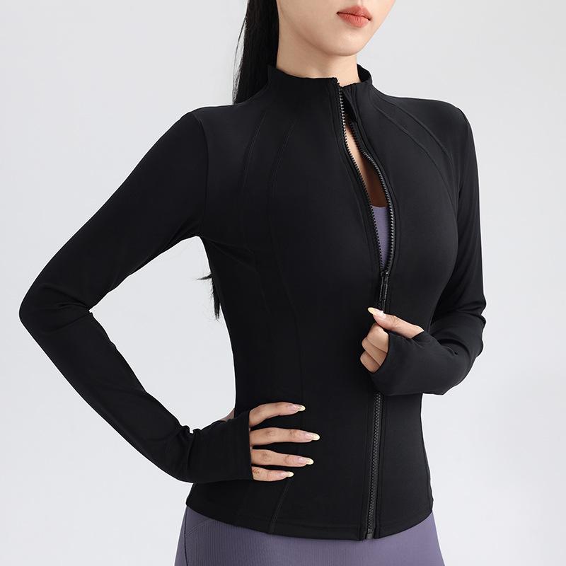 Sports Outdoor Break Fitness Yoga Clothing Zipper Long Sleeve Jacket Stand-Up Neck Running Slim Top Yoga Jacket