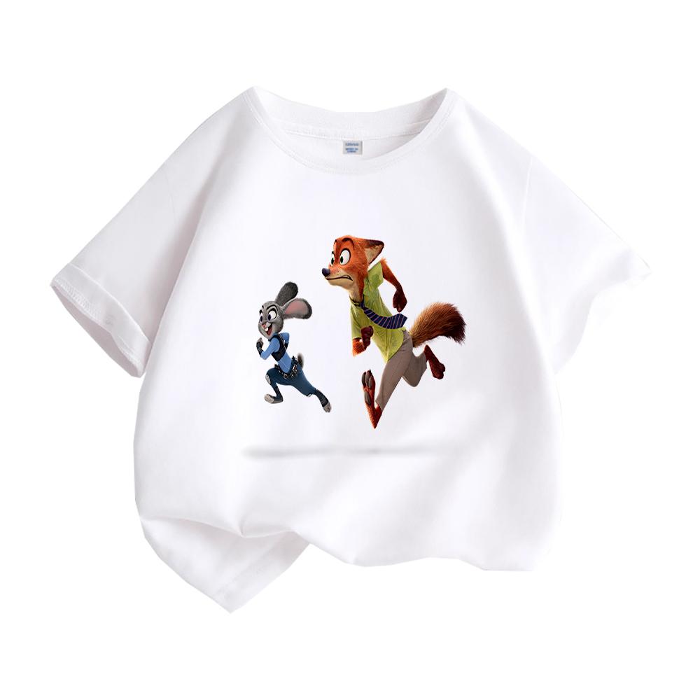 Crazy Animal City Kids T Shirt Cartoon Rabbit Fox Printed Toddler Boys Girls Short Sleeve Cotton Casual Summer Fashion Top Tees