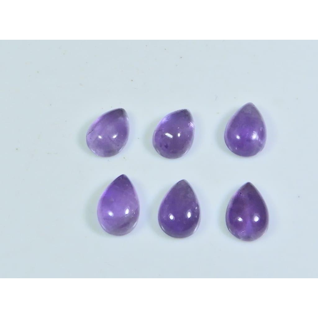 

7X10MM Natural Amethst Ring Size Pear Cabochon Loose Gemstone 6Pcs Lot 12Cts A-434