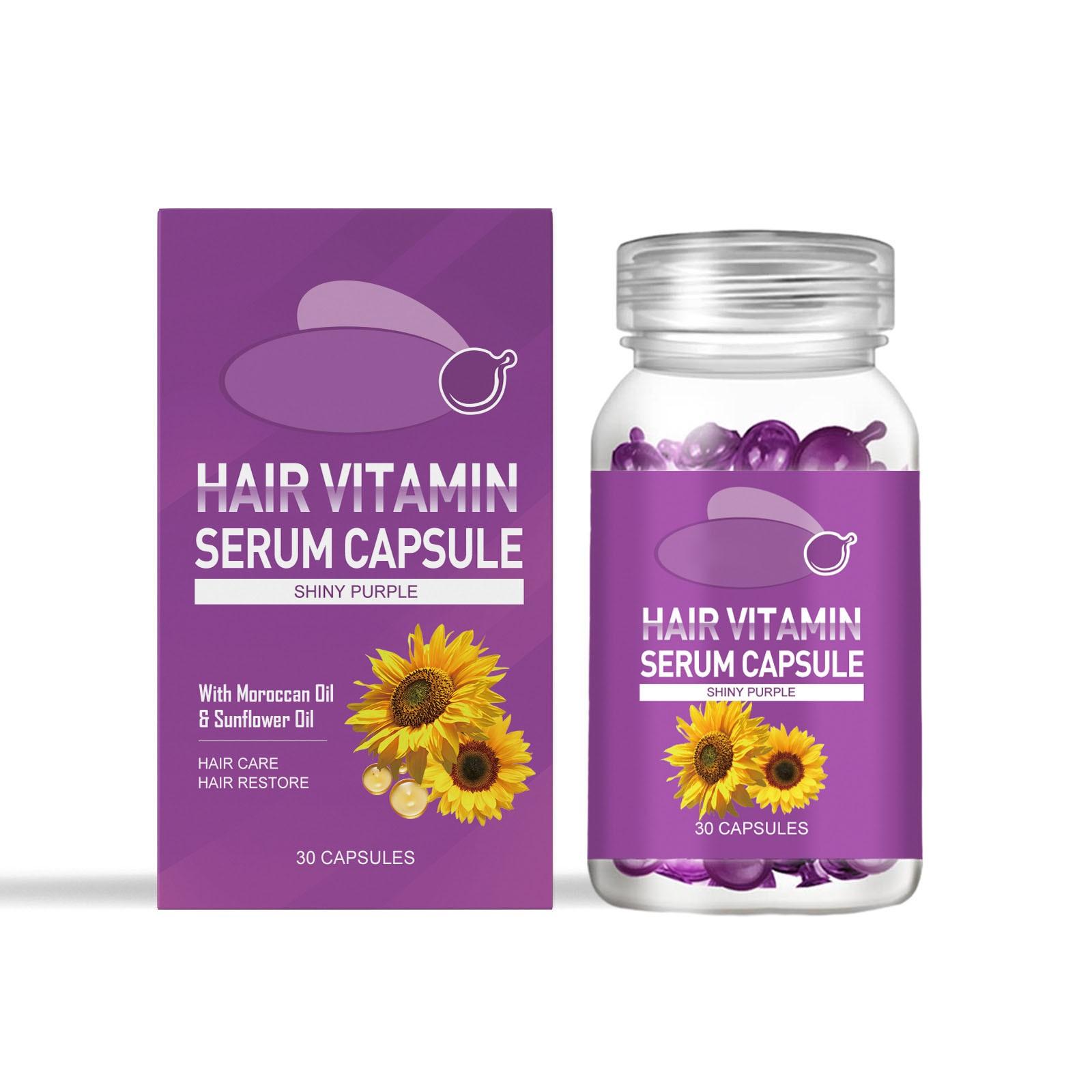 

Капсулы для волос 30 шт. Капсулы для волос Сыворотка для вьющихся и поврежденных волос Кератиновый уход за волосами Уход за волосами Масло для волос Капсулы для мужчин и женщин 30 мл One Size фиолетовый